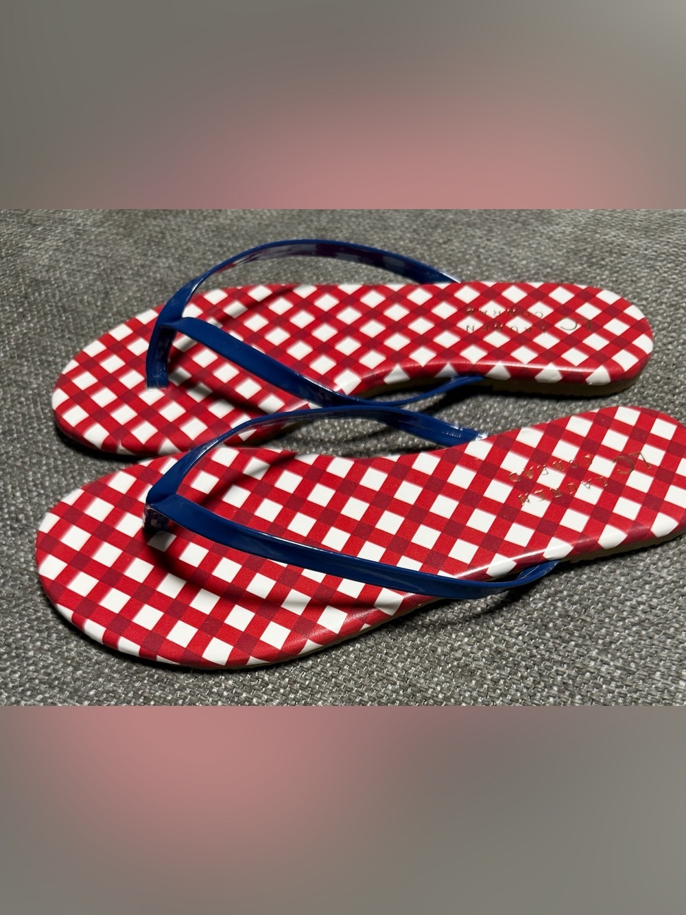 Lauren Ralph Lauren Gingham Flip Flops Red & Blue US 6M